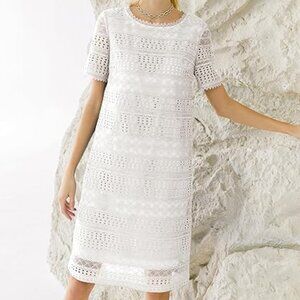 Women's Short-Sleeved Mid-Length Openwork Design Casual Elegant Dress